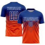 Personalized Orange Royal-White Sublimation Soccer Uniform Jersey Team Custom Name and Number