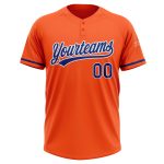Personalized Orange Royal-White Two-Button Unisex Softball Jersey