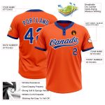 Personalized Orange Royal-White Two-Button Unisex Softball Jersey Team Custom Name and Number