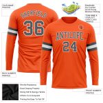 Personalized Orange Steel Gray-White Long Sleeve Performance T-Shirt Team Custom Name and Number
