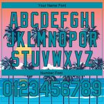 Personalized Orange Teal-Black 3D Pattern Sun Beach Hawaii Palm Trees Authentic Basketball Jersey Team Custom Name and Number
