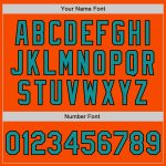 Personalized Orange Teal-Black Bomber Full-Snap Varsity Letterman Jacket Team Custom Name and Number