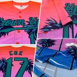 Personalized Orange Teal-Navy 3D Pattern Design Sun Beach Hawaii Palm Trees Authentic Baseball Jersey Team Custom Name and Number