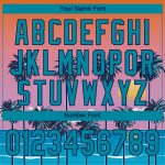 Personalized Orange Teal-Navy 3D Pattern Design Sun Beach Hawaii Palm Trees Authentic Baseball Jersey Team Custom Name and Number