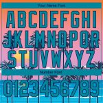 Personalized Orange Teal-Navy 3D Pattern Design Sun Beach Hawaii Palm Trees Performance T-Shirt Team Custom Name and Number