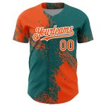 Personalized Orange Teal-White 3D Pattern Design Abstract Brush Stroke Authentic Baseball Jersey Team Custom Name and Number