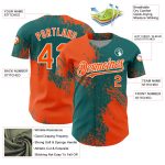 Personalized Orange Teal-White 3D Pattern Design Abstract Brush Stroke Authentic Baseball Jersey Team Custom Name and Number
