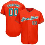 Personalized Orange Teal-White Authentic Baseball Jersey Team Custom Name and Number