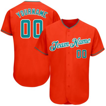 Personalized Orange Teal-White Authentic Baseball Jersey Team Custom Name and Number
