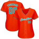 Personalized Orange Teal-White Authentic Baseball Jersey Team Custom Name and Number