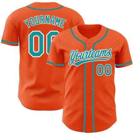 Personalized Orange Teal-White Authentic Baseball Jersey