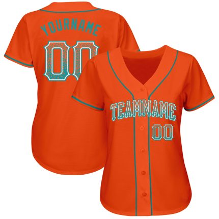 Personalized Orange Teal-White Authentic Drift Fashion Baseball Jersey Team Custom Name and Number