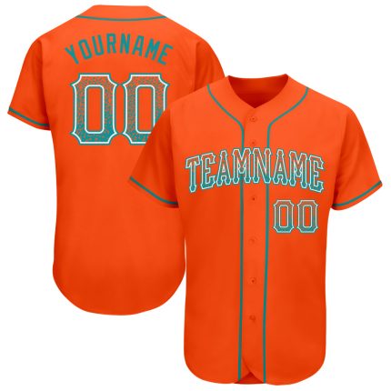 Personalized Orange Teal-White Authentic Drift Fashion Baseball Jersey Team Custom Name and Number