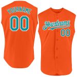 Personalized Orange Teal-White Authentic Sleeveless Baseball Jersey