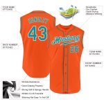 Personalized Orange Teal-White Authentic Sleeveless Baseball Jersey Team Custom Name and Number