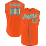 Personalized Orange Teal-White Authentic Sleeveless Baseball Jersey Team Custom Name and Number