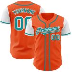 Custom orange, teal and white two-tone baseball jersey
