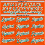 Personalized Orange Teal-White Bomber Full-Snap Varsity Letterman Jacket Team Custom Name and Number