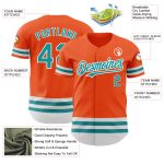 Personalized Orange Teal-White Line Authentic Baseball Jersey Team Custom Name and Number