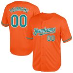 Personalized Orange Teal-White Mesh Authentic Throwback Baseball Jersey Team Custom Name and Number