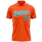 Personalized Orange Teal-White Performance Vapor Golf Polo Shirt Team Custom Name and Number