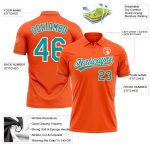 Personalized Orange Teal-White Performance Vapor Golf Polo Shirt Team Custom Name and Number