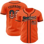 Personalized Orange Vintage USA Flag-Black Authentic Baseball Jersey Team Custom Name and Number