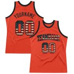 Personalized Orange Vintage USA Flag-Black Authentic Throwback Basketball Jersey Team Custom Name and Number