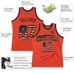 Personalized Orange Vintage USA Flag-Black Authentic Throwback Basketball Jersey Team Custom Name and Number