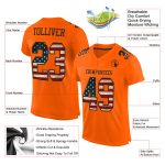 Personalized Orange Vintage USA Flag-Black Mesh Authentic Football Jersey Team Custom Name and Number
