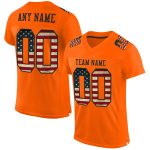 Personalized Orange Vintage USA Flag-Black Mesh Authentic Football Jersey Team Custom Name and Number
