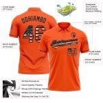 Personalized Orange Vintage USA Flag-Black Performance Vapor Golf Polo Shirt Team Custom Name and Number