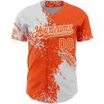Personalized Orange White 3D Pattern Design Abstract Brush Stroke Authentic Baseball Jersey Team Custom Name and Number