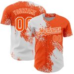 Personalized Orange White 3D Pattern Design Abstract Brush Stroke Authentic Baseball Jersey Team Custom Name and Number