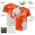 Personalized Orange White 3D Pattern Design Abstract Brush Stroke Authentic Baseball Jersey Team Custom Name and Number
