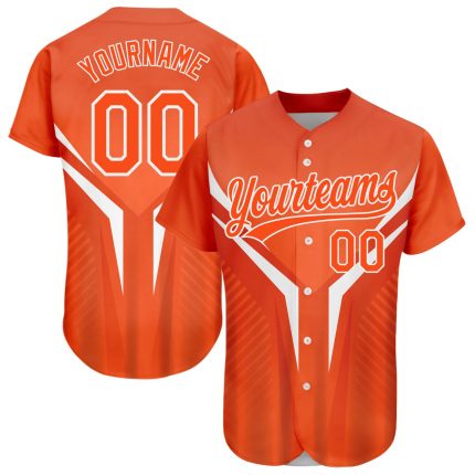 Personalized Orange White 3D Pattern Design Abstract Sport Authentic Baseball Jersey Team Custom Name and Number