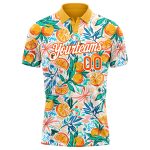 Personalized Orange White 3D Pattern Design Fruits Performance Golf Polo Shirt Team Custom Name and Number
