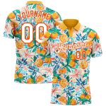 Personalized Orange White 3D Pattern Design Fruits Performance Golf Polo Shirt Team Custom Name and Number