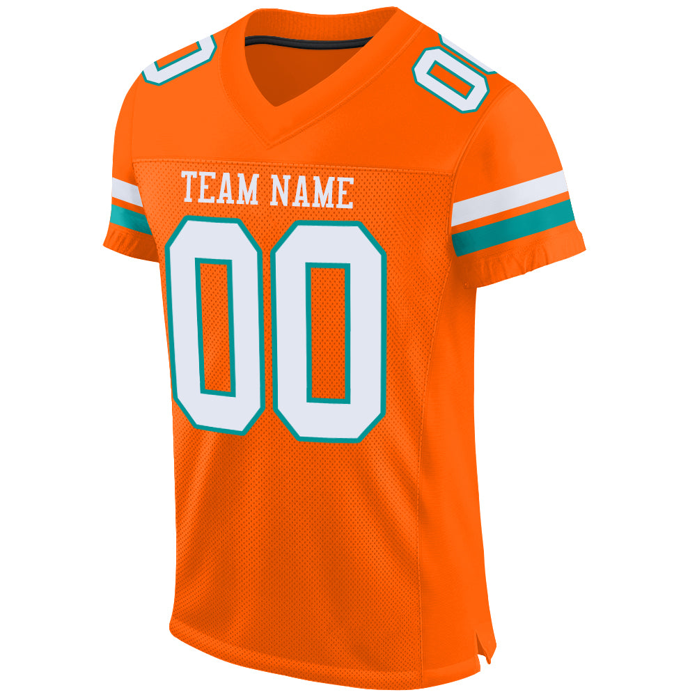 Personalized Orange White-Aqua Mesh Authentic Football Jersey Personalized Orange White-Aqua Mesh Authentic Football Jersey - Image 2