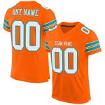 Personalized Orange White-Aqua Mesh Authentic Football Jersey Team Custom Name and Number