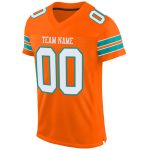 Personalized Orange White-Aqua Mesh Authentic Football Jersey Team Custom Name and Number