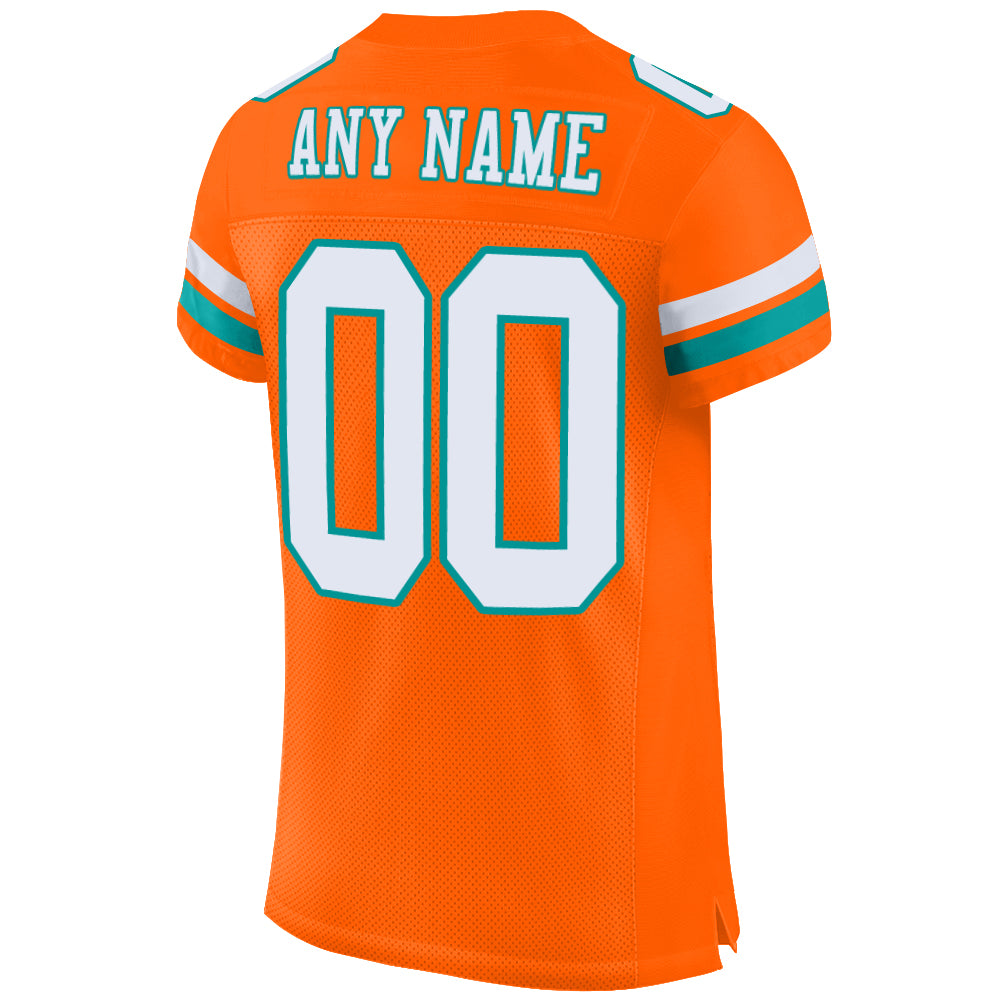 Personalized Orange White-Aqua Mesh Authentic Football Jersey Personalized Orange White-Aqua Mesh Authentic Football Jersey - Image 3