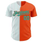 Personalized Orange White-Aqua Pinstripe Authentic Split Fashion Baseball Jersey Team Custom Name and Number
