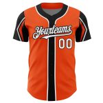 Personalized Orange White-Black 3 Colors Arm Shapes Authentic Baseball Jersey Team Custom Name and Number