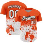 Personalized Orange White-Black 3D Pattern Design Abstract Splash Grunge Art Authentic Baseball Jersey Team Custom Name and Number
