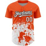Personalized Orange White-Black 3D Pattern Design Abstract Splash Grunge Art Authentic Baseball Jersey Team Custom Name and Number