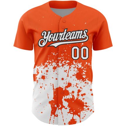 Personalized Orange White-Black 3D Pattern Design Abstract Splash Grunge Art Authentic Baseball Jersey Team Custom Name and Number