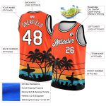 Personalized Orange White-Black 3D Pattern Hawaii Beach Palm Trees Authentic Basketball Jersey Team Custom Name and Number
