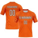 Personalized Orange White-Black Abstract Shape Sublimation Volleyball Uniform Jersey Team Custom Name and Number