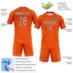 Personalized Orange White-Black Abstract Shape Sublimation Volleyball Uniform Jersey Team Custom Name and Number